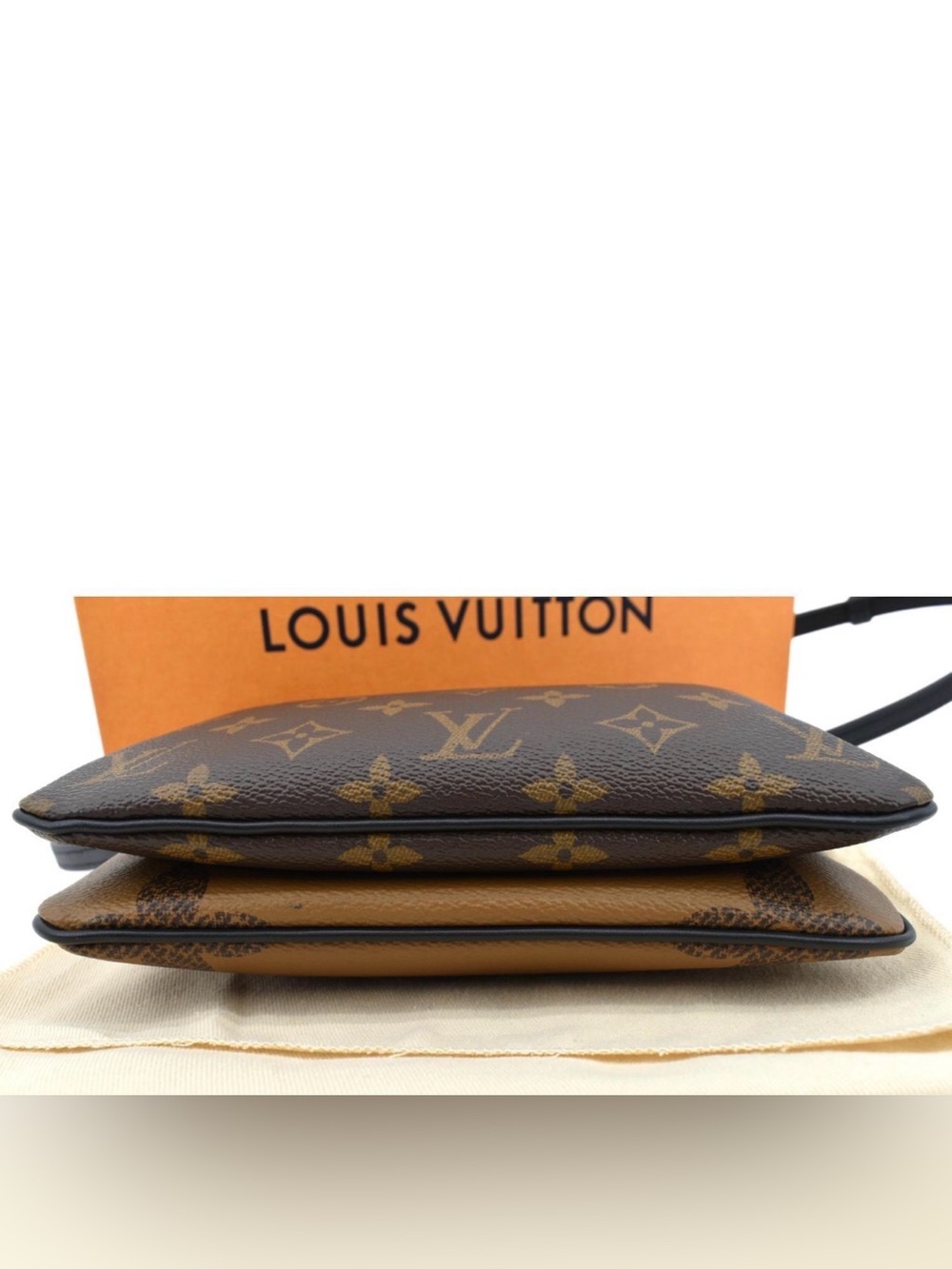 Louis Vuitton Double Zip Pochette Reverse Monogram Giant Crossbody Box Dust Bag - Picture 4 of 16
